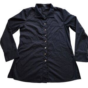 Carlisle Black Button Down Top W/ Back Button Details Sz 12